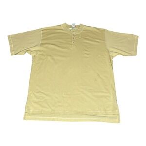 NEW Vintage Brooks Brothers Mens Henley Shirt LARGE Mustard Yellow Short Sleeve